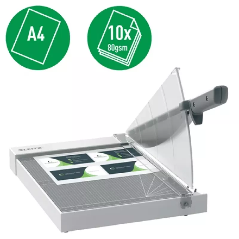 Cortapapeles Leitz Precision Home Office A4, 10 hojas, sujeción manual, acero inoxidable, A4, 80 g/m², antracita