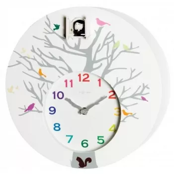 NeXtime Reloj de cuco 2998wi Cuckoo Round, 30x10 cm, pared, blanco