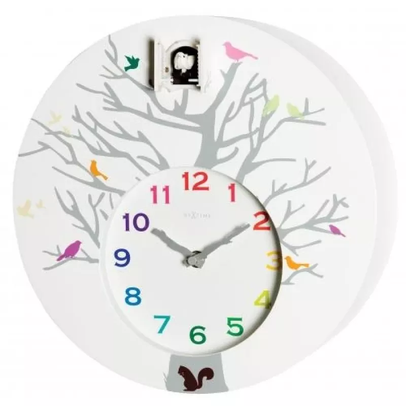 NeXtime Reloj de cuco 2998wi Cuckoo Round, 30x10 cm, pared, blanco