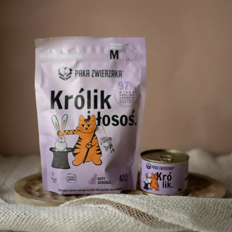 PAKA ZWIERZAKA Rabbit and salmon - comida seca para gatos - 400g