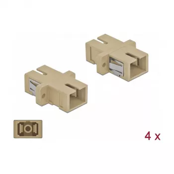 Conector de fibra óptica SC hembra-hembra DELOCK 85993, beige, pack de 4