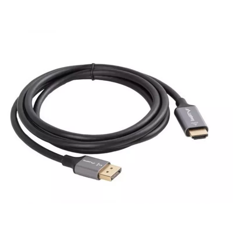Lanberg CA-DPHD-20CU-0018-BK adaptador de cable de vídeo 1,8 m DisplayPort HDMI Tipo A (estándar) Negro, Plateado
