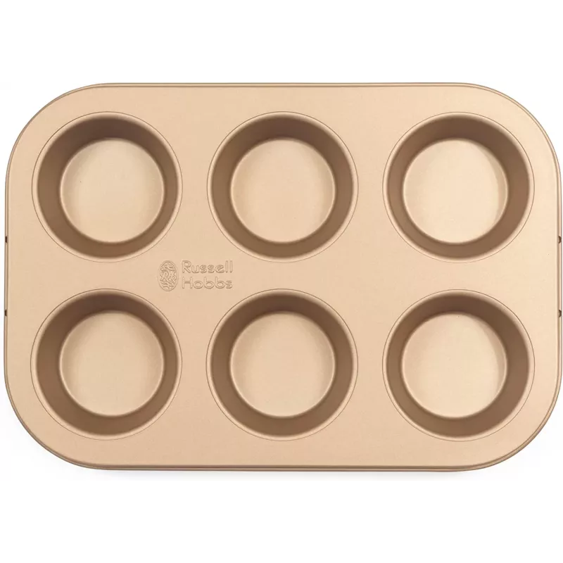 Máquina de muffins Russell Hobbs RH02151GEU7 dorada antiadherente, máquina eléctrica de muffins para encimera