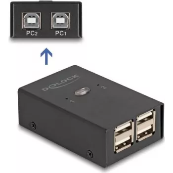 Switch USB 2.0 DELOCK 2 PCs a 4 dispositivos negro 0,48 Gbit/s