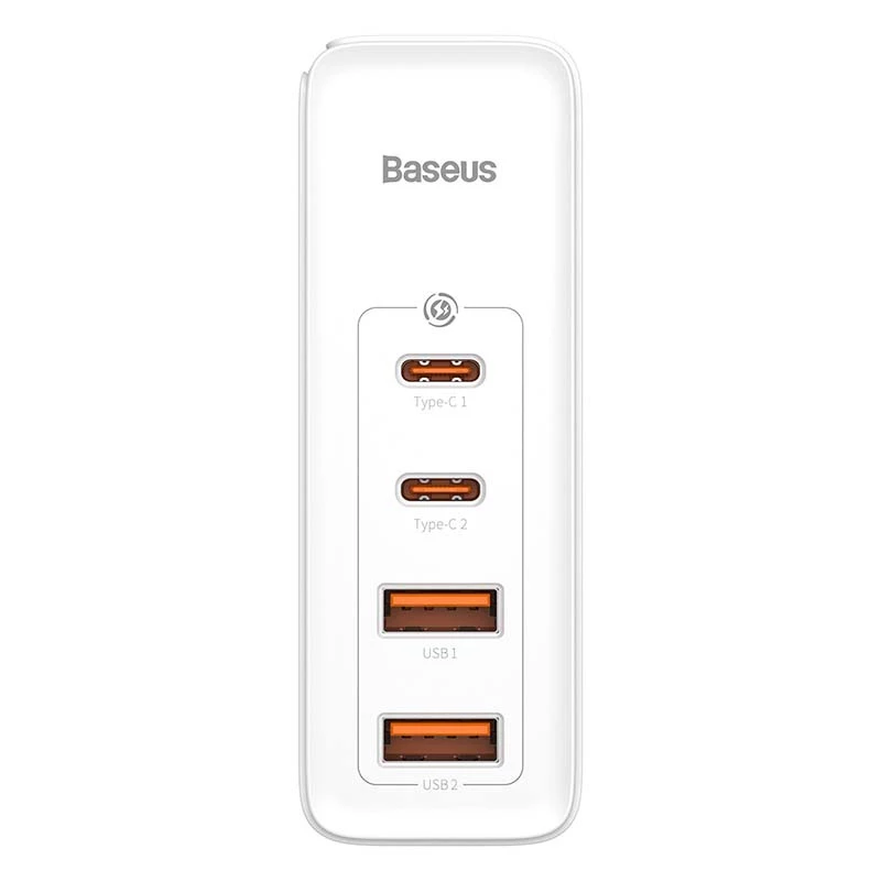 Cargador de viaje Baseus GaN2 Pro Quick 2x USB + 2x USB-C, 100W, EU (Blanco)
