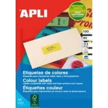 Hojas de etiquetas agipa etiquetas de dirección 70 x 35 mm naranja neón para impresoras de inyección/láser y fotocopiadoras, permanentes, 1 hoja (100765)