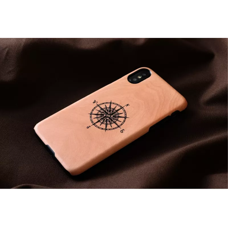 Funda para smartphone man and wood para iPhone X/XS, negra, funda protectora con detalle de brújula