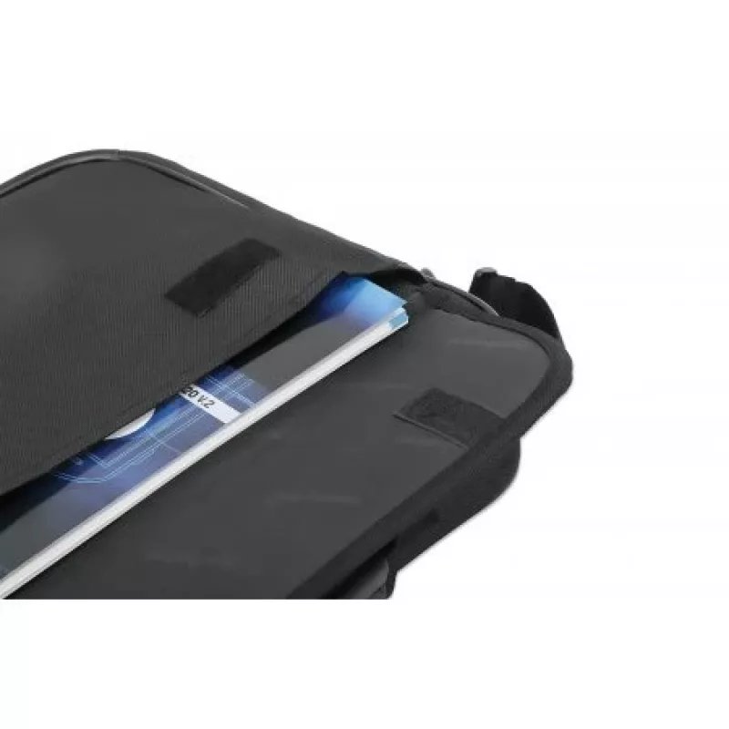 Manhattan Cambridge funda para portátil 17,3 pulgadas, diseño clamshell, negro, LOW COST, compartimento para accesorios, compartimento para documentos en la parte trasera, correa para el hombro (extraíble), compatible con Targus CN418EU, funda para portátil, tres años de garantía