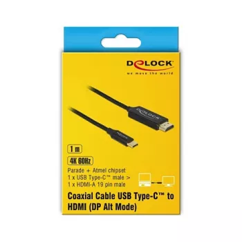 Adaptador de cable de vídeo DeLOCK 84904 USB Type-C a HDMI 1 m negro