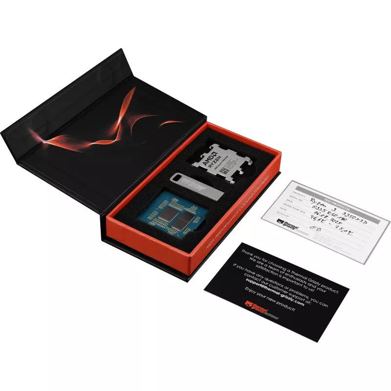 CPU Thermal Grizzly AMD Ryzen 7 9800X3D Boxed sin tapa, preparada para disipador Direct-Die