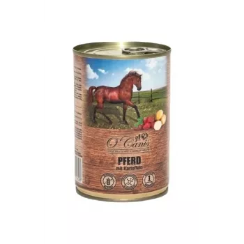 Comida húmeda para perros o'canis caballo con patata 400 g – comida completa en lata para perros adultos, 80 % humedad, 8,5 % proteína