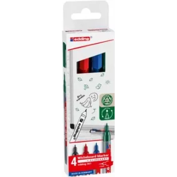 Set de rotuladores para pizarra blanca Edding 361, colores surtidos, punta de 1,0 mm, pack de 4
