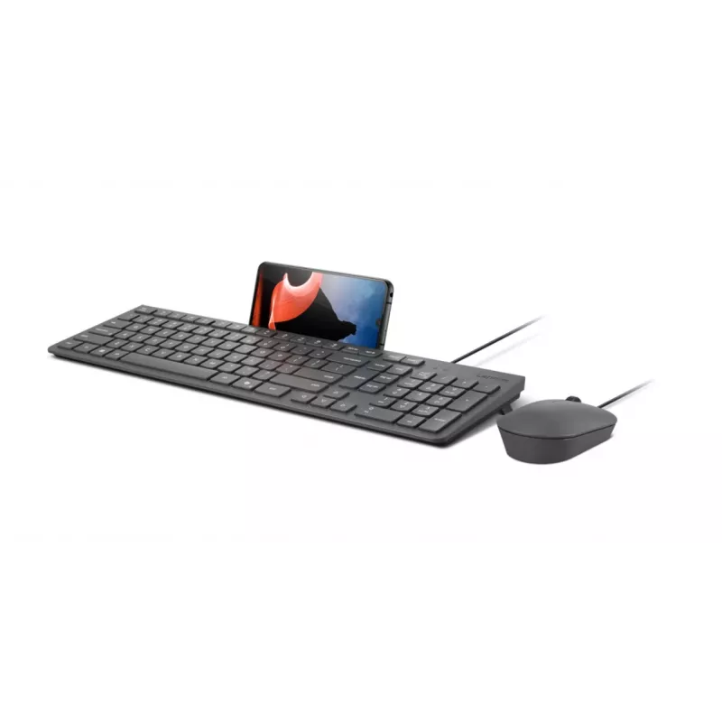 Conjunto de teclado y ratón con cable Lenovo 310 (inglés US) — teclado de tamaño completo, cable de 1,8 m, ratón óptico ambidiestro de 2000 DPI