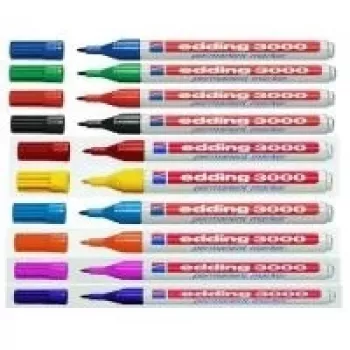 Rotulador permanente Edding 3000 negro azul verde rojo 4 uds.
