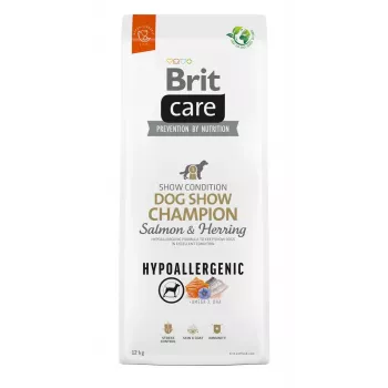Pienso seco para perros Brit Care Hypoallergenic Dog Show Champion 12 kg — perros adultos, salmón y arenque, 26 % proteína, 16 % grasa
