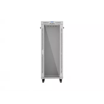 Armario rack de suelo LANBERG 19 pulgadas 32U 600×600 mm gris con puertas perforadas y LCD (flat pack)