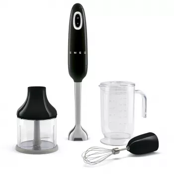 Batidora de brazo Smeg HBF03BLEU — 700 W batidora de mano, vaso de 1,4 L, cuchilla de acero inoxidable, negro
