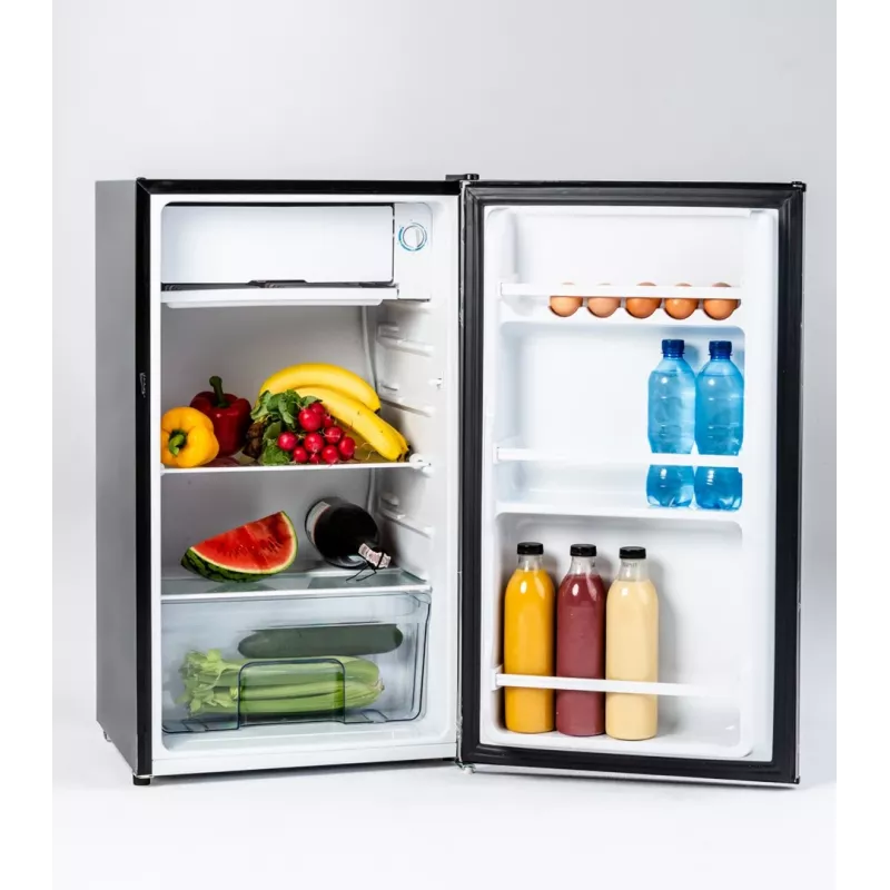 Frigorífico-congelador Ravanson LKK-90ES, de pie, 91 l totales (81 l frigorífico + 10 l congelador), plateado