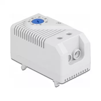 Termostato DELOCK 66823, carcasa de plástico IP20, 30 W, 250 V, 10 A, 43×60×33 mm, azul/gris
