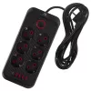 Regleta de enchufes MACLEAN MCE391 B – 6 enchufes, 4×USB-A + 1×USB-C, 110–240V, 2500W, 3 m cable, negro