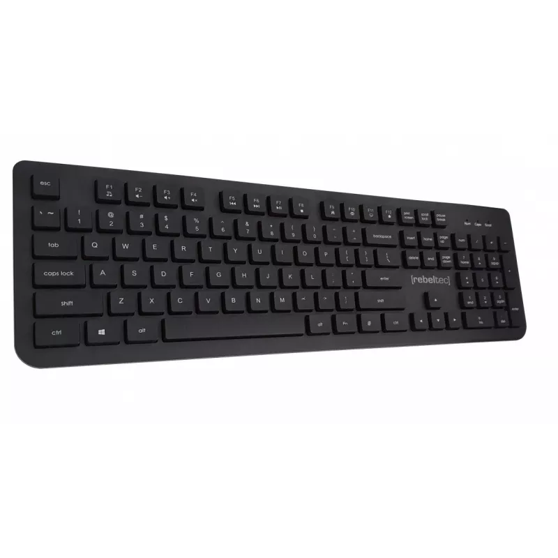 Teclado multimedia USB Rebeltec RBLKLA00042 – Full-Size, negro