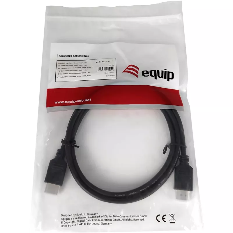 Cable HDMI Equip 1,8 m 1080P negro