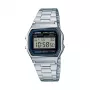 Reloj de pulsera CASIO A158WA-1DF — digital, caja de plástico, correa de acero inoxidable, 33,2×36,8×8,2 mm, pila CR2016