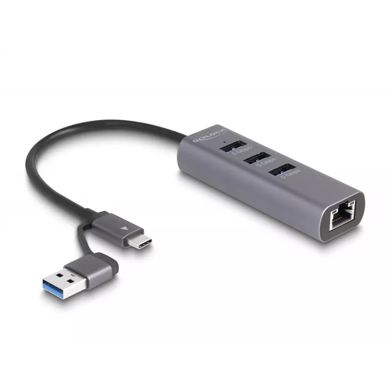 Estación de acoplamiento y replicador de puertos para portátil DeLOCK 64282 con cable USB 3.2 Gen 1 (3.1 Gen 1) Type-C gris (64282)