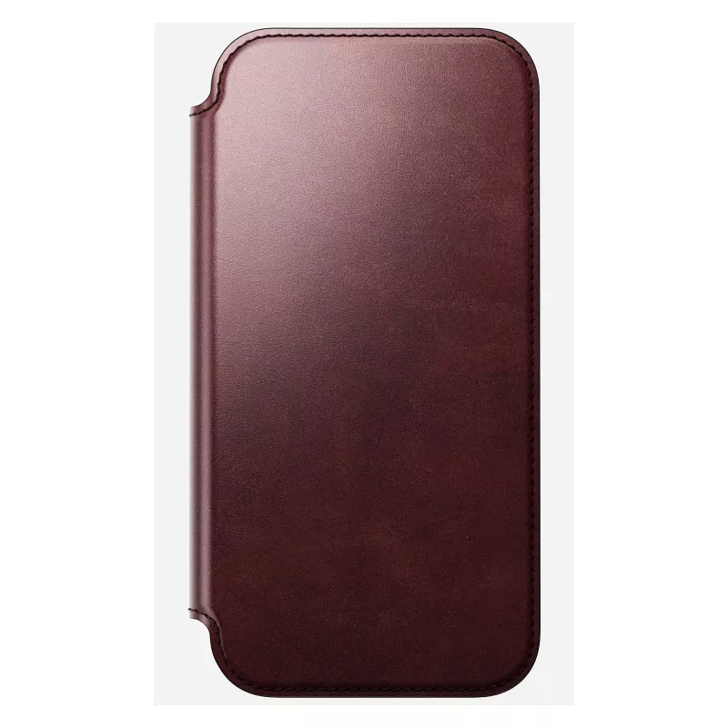 Funda para móvil Nomad Modern Leather Folio para iPhone 17 Pro Max — cuero, TPU, PC, aluminio, burdeos, 16 cm (6,3