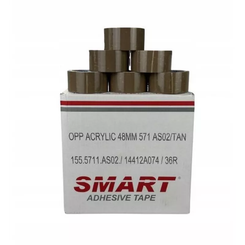 Cinta adhesiva acrílica BSTech 48*60m marrón caja de cartón 36 uds.
