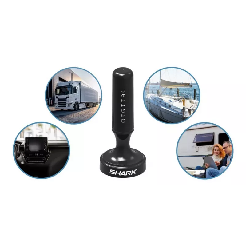 Antena DVB-T para coche Shark SHA301CAR con amplificador activo para recepción de TV en vehículo