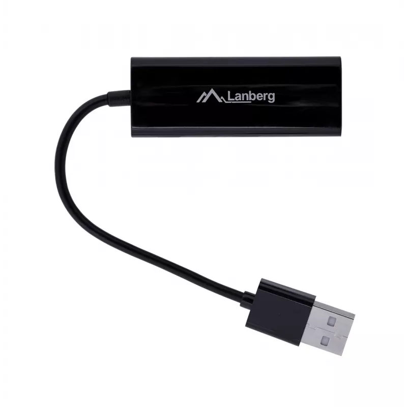 Adaptador de red Lanberg NC-0100-01 de USB 2.0 a RJ45 100 Mbit, cable de 0,15 m