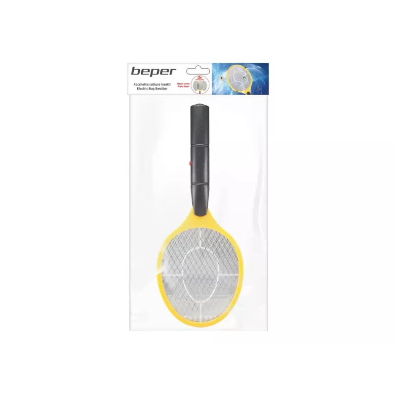 Beper P206ZAN200 raqueta eléctrica matainsectos, malla de 3 capas, 2x AA (no incluidas)