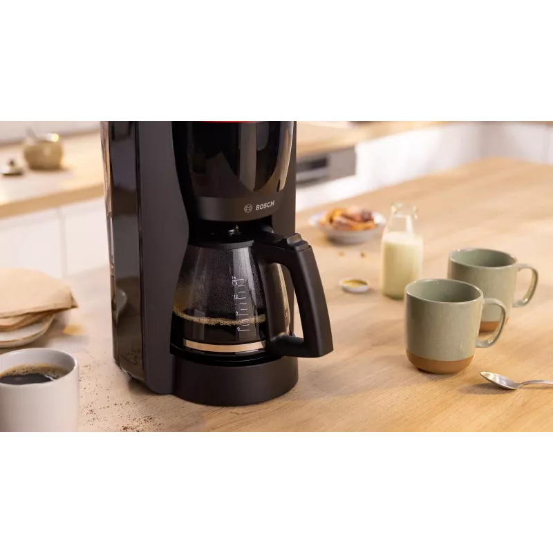 Cafetera de filtro Bosch TKA2M113, depósito de agua de 1,25 l, 15 tazas, negro