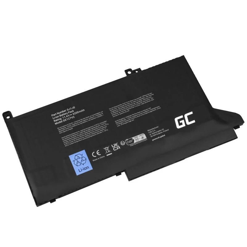 Batería Green Cell DE127V2 para DELL Latitude — 11,4 V LiPo 2700 mAh, 3 celdas, negro