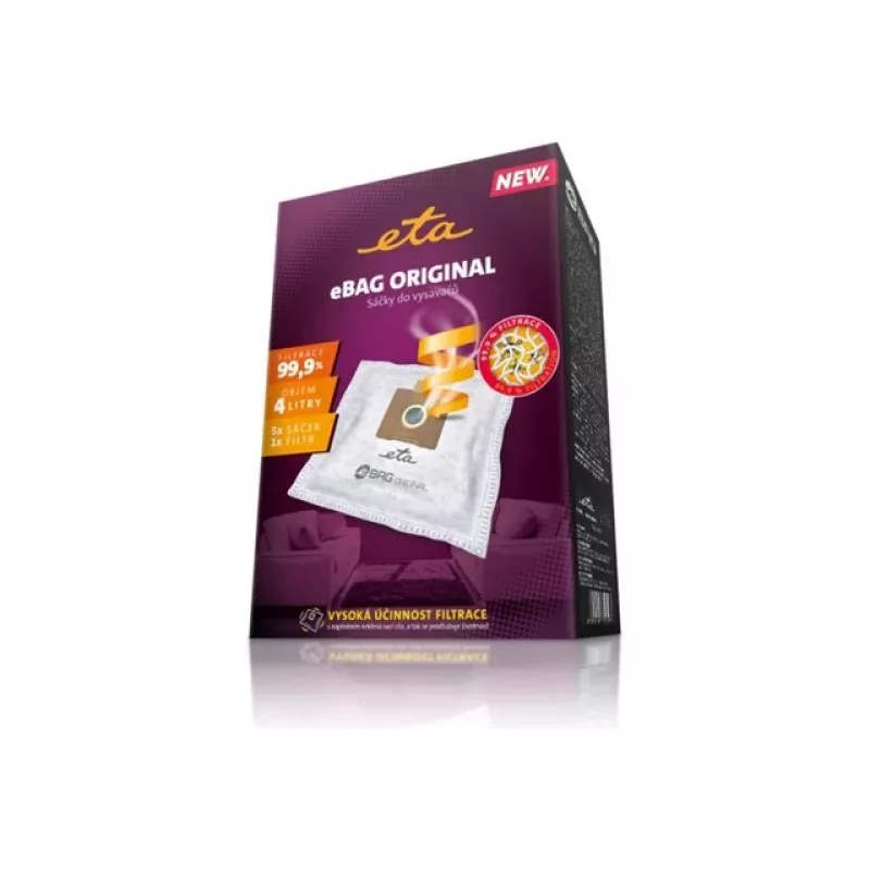 Bolsa de polvo para aspirador de tambor ETA ETA960068000 — pack de 5, blanco