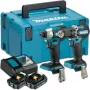Set combinado de taladro atornillador y llave de impacto a batería Makita DDF487 & DTD157 18V Li-Ion 2×2,0Ah (DLX2423AJ)