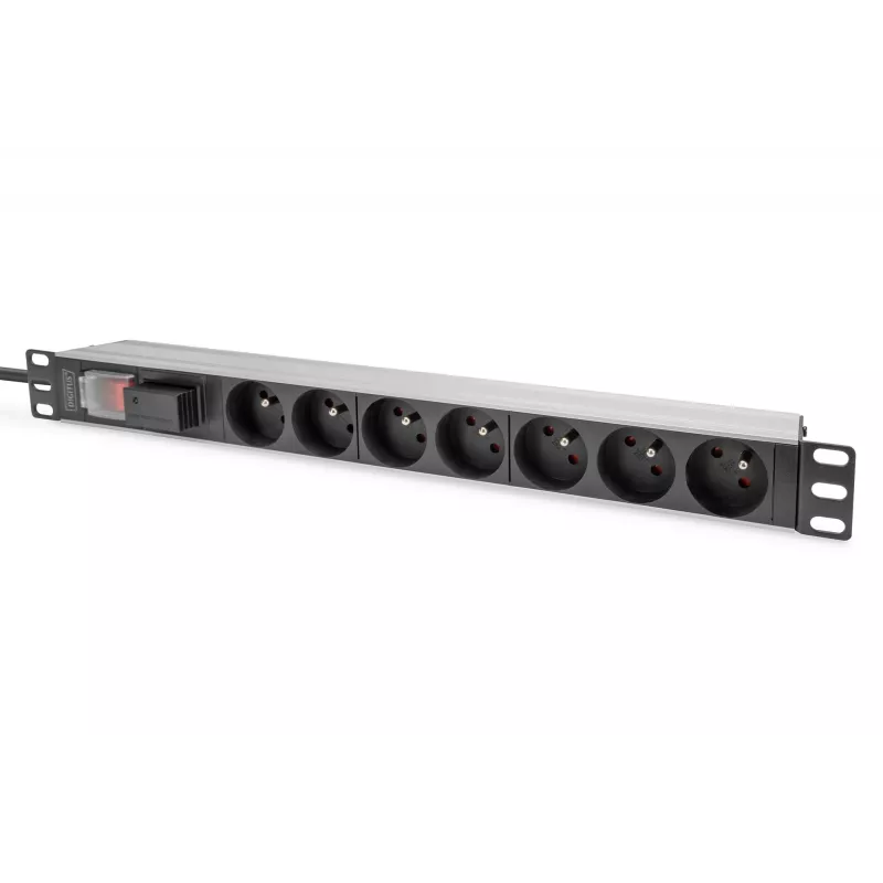 Regleta de enchufes Digitus con perfil de aluminio 7 tomas CEE 7/5 cable de 2 m