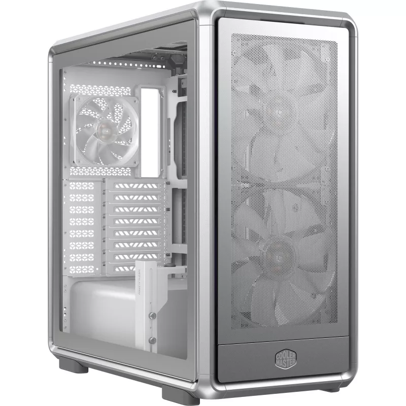 Caja de PC semitorre Cooler Master MasterFrame 600 Mesh plata — compatible con ATX/EATX, frontal 2×200mm, unidades 2,5
