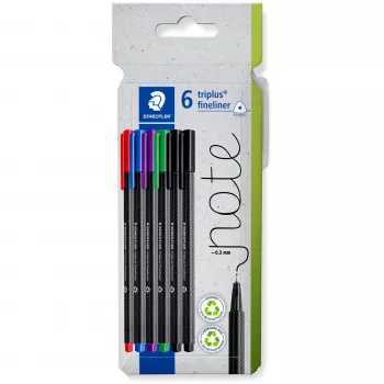 Rotulador fineliner Staedtler 334 C6 negro azul verde rojo violeta 5 uds.