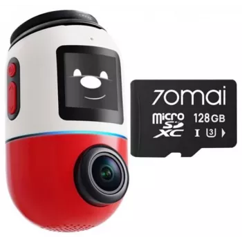 Dashcam 70mai Omni X800 4K con tarjeta SD 70mai de 128 GB, roja