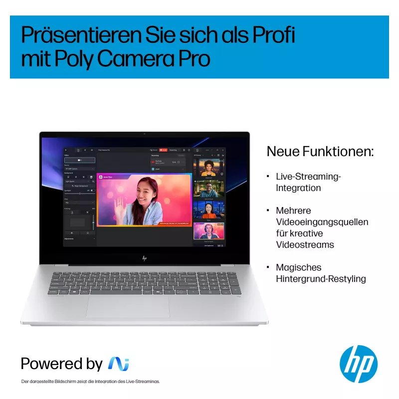 Portátil HP OmniBook 7 Next Gen AI 17-dc0074ng - Intel Core Ultra 7 258V / 2.2 GHz - Win 11 Pro - Intel Arc Graphics 140V - 32 GB RAM - 1 TB SSD NVMe - 43,9 cm (17.3