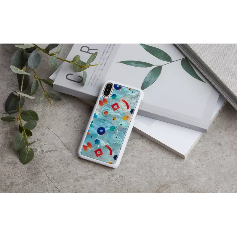 Funda para móvil iKins para iPhone XS / iPhone X S – blanca poppin rock tapa trasera protectora