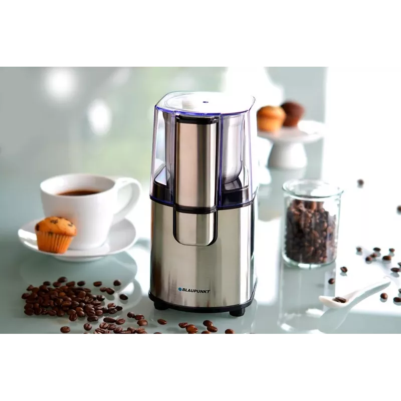Molino de cuchillas BLAUPUNKT FCG701 — 200 W, capacidad de 85 g de café en grano, cuchillas de acero inoxidable, plateado