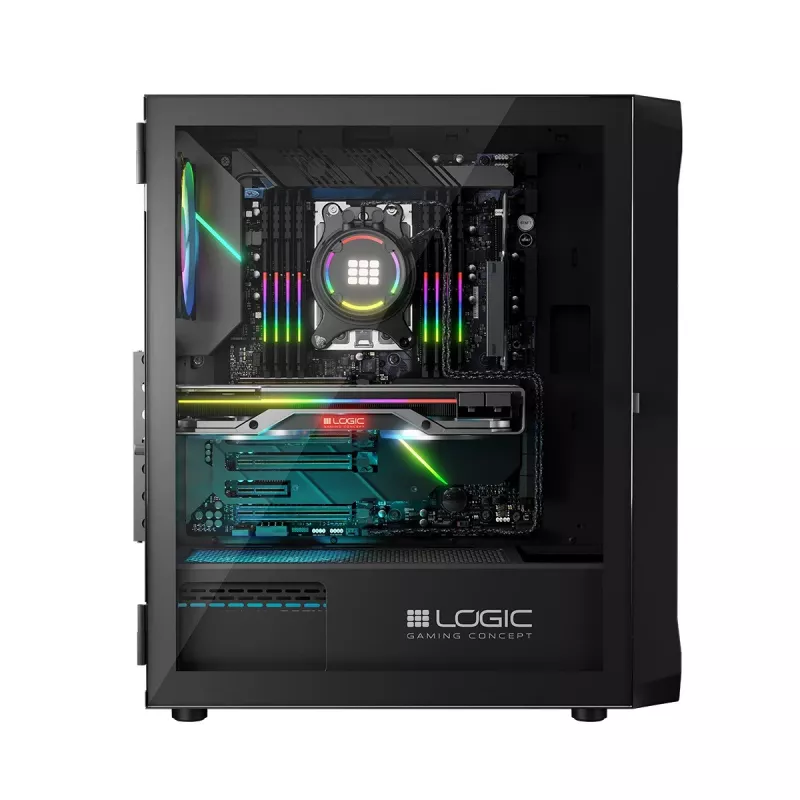 Carcasa LOGIC CONCEPT Portos ARGB ATX Mid-Tower, negra