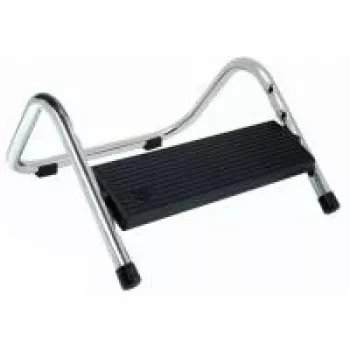 Reposapiés WEDO Trittboy, altura ajustable en 4 niveles, plataforma negra, estructura niquelada brillante (103 2116)