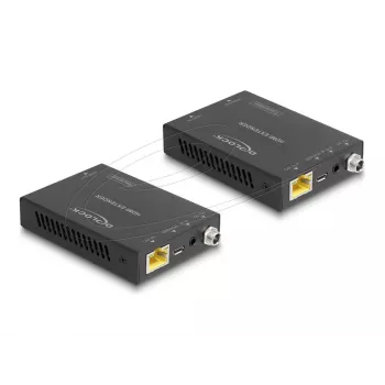 Set transmisor y receptor AV DELOCK 65955 — Extensor HDMI Cat6/Cat6a, hasta 3840×2160, con cable, alimentación Micro-USB-B