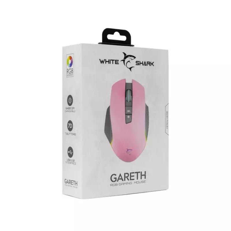 Ratón gaming White Shark GARETH rosa USB Type-A
