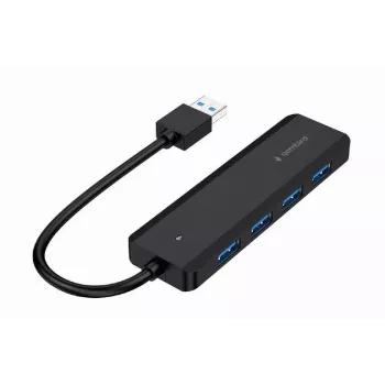 Hub USB Gembird 4 puertos USB 3.1 (Gen 1) — 4 puertos, USB 3.2 Gen 1 Type-A, 5V/2.1A, 109×30×10 mm, negro