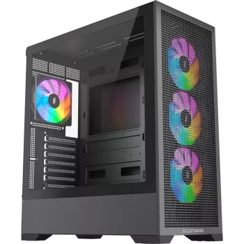 Caja de PC Silentware Core 100 A-RGB negra — modelo CORE100Schwarz, iluminación A-RGB, formato semitorre